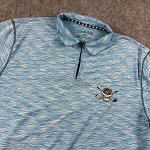 Tattoo Golf Polo Shirt Mens 2XL Blue Space Dye Quarter Zip Epic Collection Skull